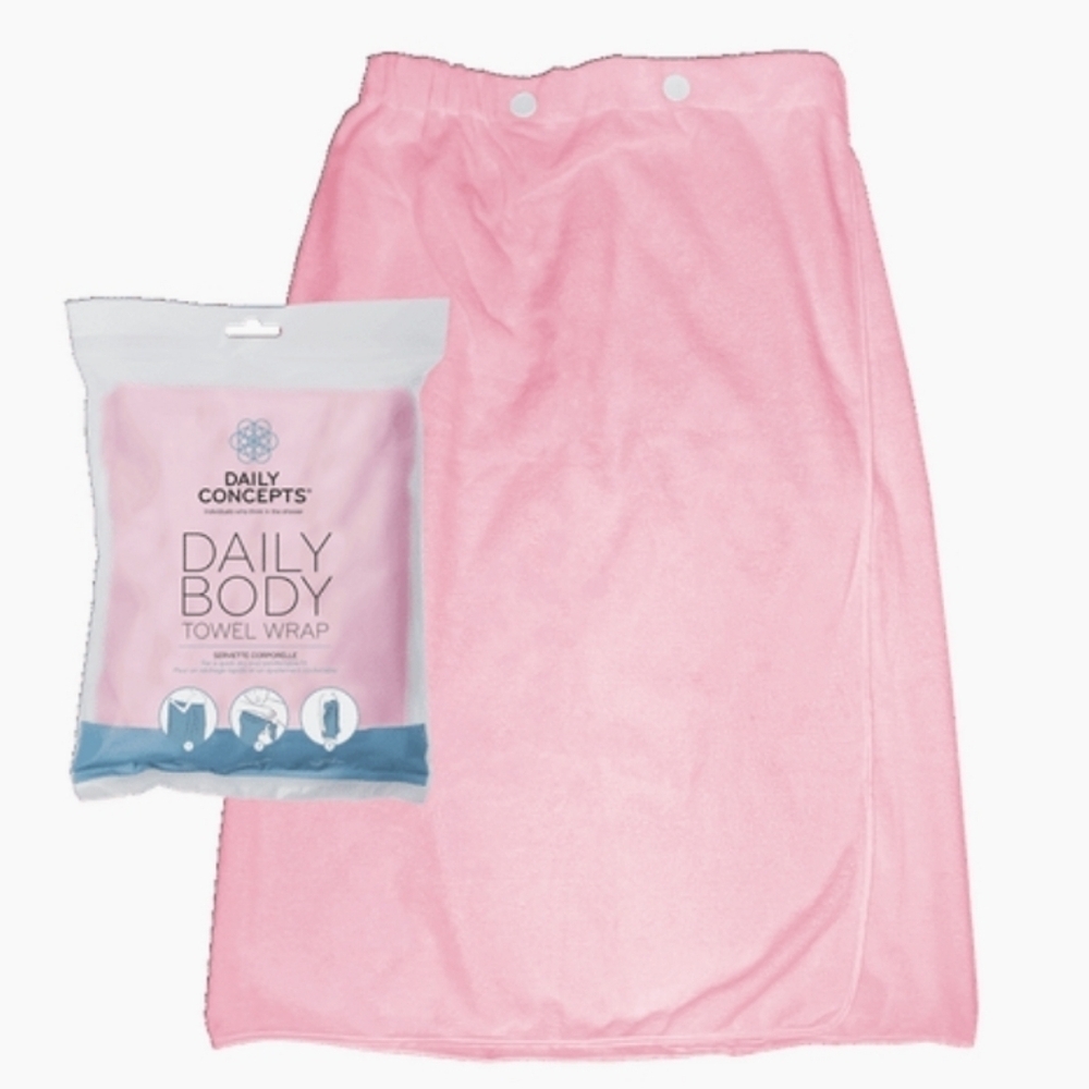 Daily Concepts Your Body Wrap Towel | NEW | Body Towel Velcro Closure | Pink